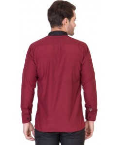 Dress.com Men's Solid Casual Maroon, Black Shirt