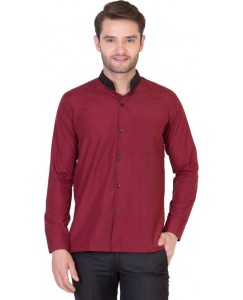 Dress.com Men's Solid Casual Maroon, Black Shirt