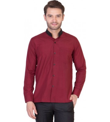 Dress.com Men's Solid Casual Maroon, Black Shirt