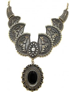 Muccasacra Bohemian style Copper finish with black pendent Agate Alloy, Stone Necklace