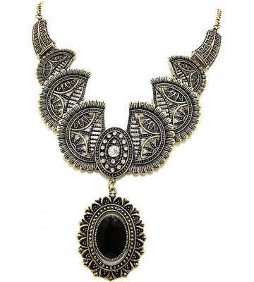 Muccasacra Bohemian style Copper finish with black pendent Agate Alloy, Stone Necklace