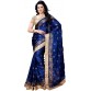 Four Seasons Embroidered Fashion Satin Saree  (Blue)