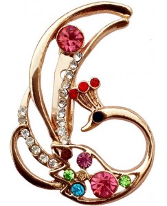 B-Fashionable Swan Peacock Brooch  (Multicolor)