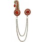 B-Fashionable Double Chain Round Bead Kilangi Brooch  (Red)