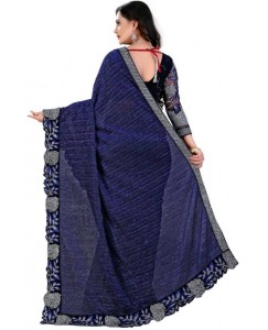 Rudra Fashion Embroidered Bollywood Lycra Saree  (Grey)