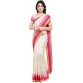 EthnicJunction Solid Fashion Art Silk Saree  (White, Pink)