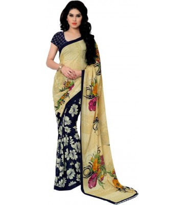 Anand Sarees Printed Daily Wear Georgette Saree  (Blue)