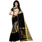 Trendz Style Striped Fashion Tussar Silk, Cotton Linen Blend Saree  (Black