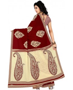 Vimalnath Synthetics Floral Print Fashion Georgette Saree  (Maroon)