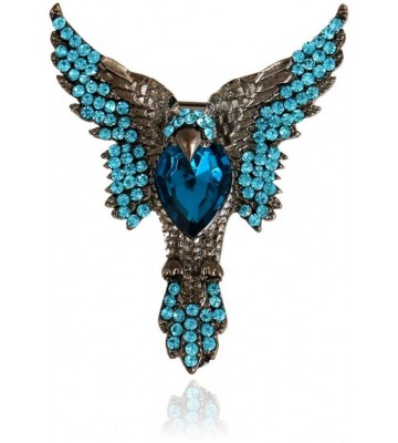 SENECIO™ Exclusive Flying Eagle Bird Blue Crystal Studded Gun Metal Black Color Tie Pin Partywear Unisex Unique Gift Brooch  (Blue, Black)