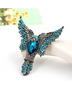 SENECIO™ Exclusive Flying Eagle Bird Blue Crystal Studded Gun Metal Black Color Tie Pin Partywear Unisex Unique Gift Brooch  (Blue, Black)