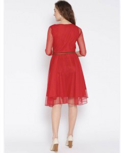 U&F Women's Fit and Flare Red Dress