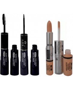 ADS 2 in 1 Eyeliner - Mascara and Foundation & Concealer Double Action  (Set of 3)