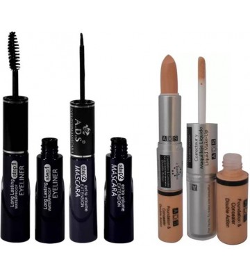 ADS 2 in 1 Eyeliner - Mascara and Foundation & Concealer Double Action  (Set of 3)