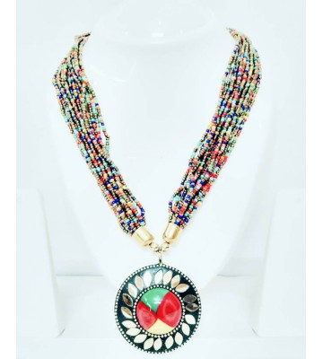 UV Fashion Elegant Multicolor Necklace with Stone Pendent Beads Alloy Necklace