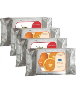 Ginni Cleansing & Refreshing Facial Wipes 2 Orange & 2 Strawberry (30 wipes in each pack)  (Pack of 4)