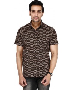 Bannasa.com Men's Printed Casual Black Shirt