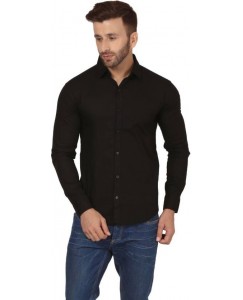 Vostro Moda Men's Solid Casual Black Shirt