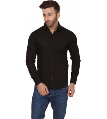 Vostro Moda Men's Solid Casual Black Shirt