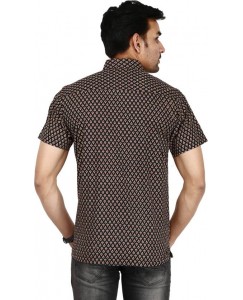 Bannasa.com Men's Printed Casual Black Shirt