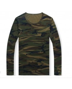 PeppyZone Military Camouflage Men's Round Neck Green T-Shirt