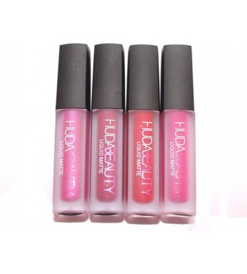 Huda Beauty Minis Set of 4 Matte Liquid Lipstick Shades with Brand Product Authenticity Genuine Certificate  (7.6 ml, HEARTBREAKER, MATERIAL GIRL, SHOW GIRL, FAMOUS)