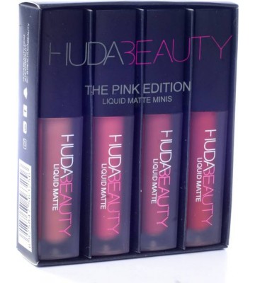 Huda Beauty Minis Set of 4 Matte Liquid Lipstick Shades with Brand Product Authenticity Genuine Certificate  (7.6 ml, VENUS, BOMBSHELL, FLIRT, TRENDSETTER)