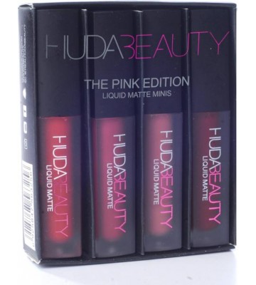 Huda Beauty Minis Set of 4 Matte Liquid Lipstick Shades with Brand Product Authenticity Genuine Certificate  (7.6 ml, TRENDSETTER, FLIRT, SPICE GIRL, VIXEN)