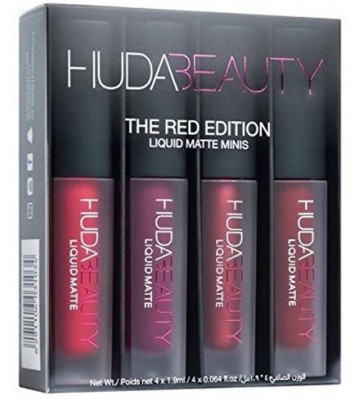 Huda Beauty Matte Minis Red Edition Liquid Lipstick Set of 4  (8 g, red)