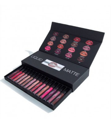 Huda Beauty Liquid Smooth Matte Lipstick set of 16 pieces with brand authenticity certificate  (80 ml, Multi Color)