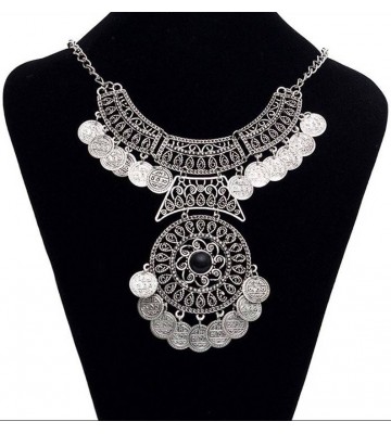 Shining Diva Oxidised Jewellery Bohemian Antique Vintage Pendent Coin Party Wear Necklace Alloy Necklace