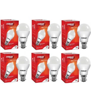 Eveready 9 W Globe B22 LED Bulb  (White, Pack of 6)