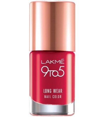 Lakme 9 to 5 Long Wear Nail Color red risk  (9 ml)