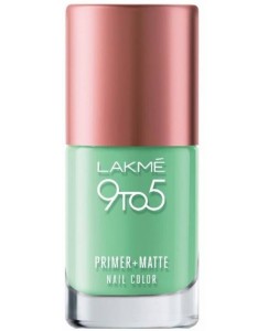 Lakme 9 to 5 Primer Plus Matte Nail Color Green  (9 ml)