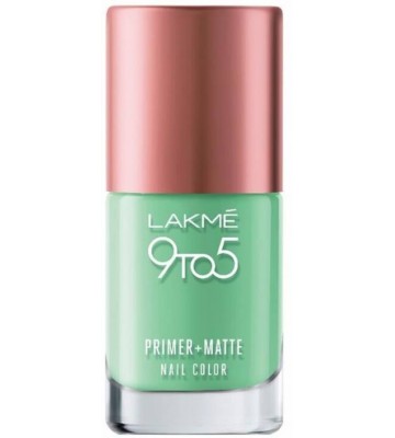 Lakme 9 to 5 Primer Plus Matte Nail Color Green  (9 ml)