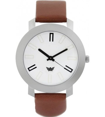 Abrexo Abx-0164-WHT BRN Basic elementary design Modest Series Watch - For Men