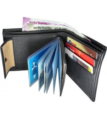 Accezory Men Black Artificial Leather Wallet  (9 Card Slots)