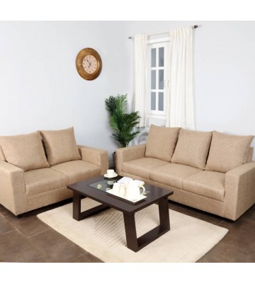 Furnicity Fabric 3 + 2 Beige Sofa Set