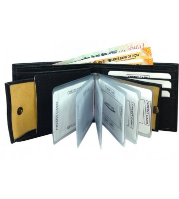 Oaks Wood Boys Black Artificial Leather Wallet  (10 Card Slots)