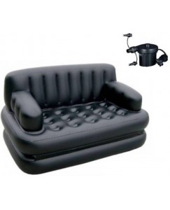 Alpyog 200 Fabric 4 + 1 Black Sofa Set