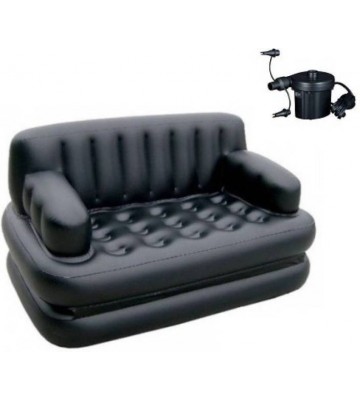 Alpyog 200 Fabric 4 + 1 Black Sofa Set