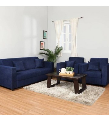 Westido Fabric 3 + 1 + 1 Navy Blue Sofa Set