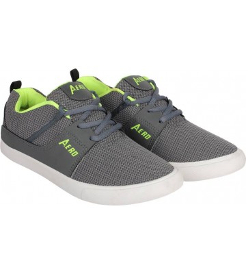 Aero Canvas Sneakers For Men  (Grey, Green)