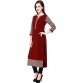 Cottinfab Solid Women's Straight Kurta  (Maroon)