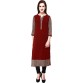 Cottinfab Solid Women's Straight Kurta  (Maroon)