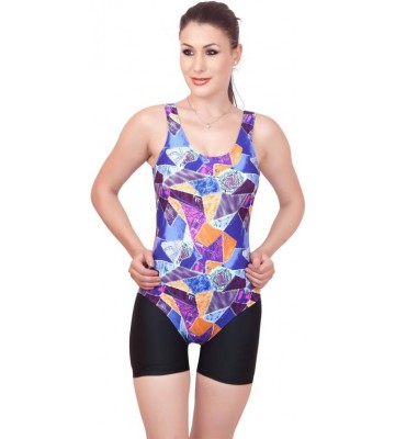 Enkay E055_blue Printed Women's Swimsuit