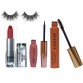 Royal combo Eyelashes &Lakme 9 To 5 Liquid Eyeliner & Mascara ,Enrich Matte Finish Hot Red Lipstick  (Set of 4)