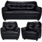 FabHomeDecor Rosabelle Comfy Leatherette 3 + 1 + 1 Black Sofa Set