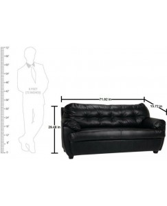 FabHomeDecor Rosabelle Comfy Leatherette 3 + 1 + 1 Black Sofa Set