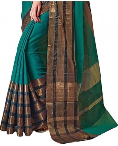 BAPS Striped Bollywood Cotton Silk Saree  (Multicolor)